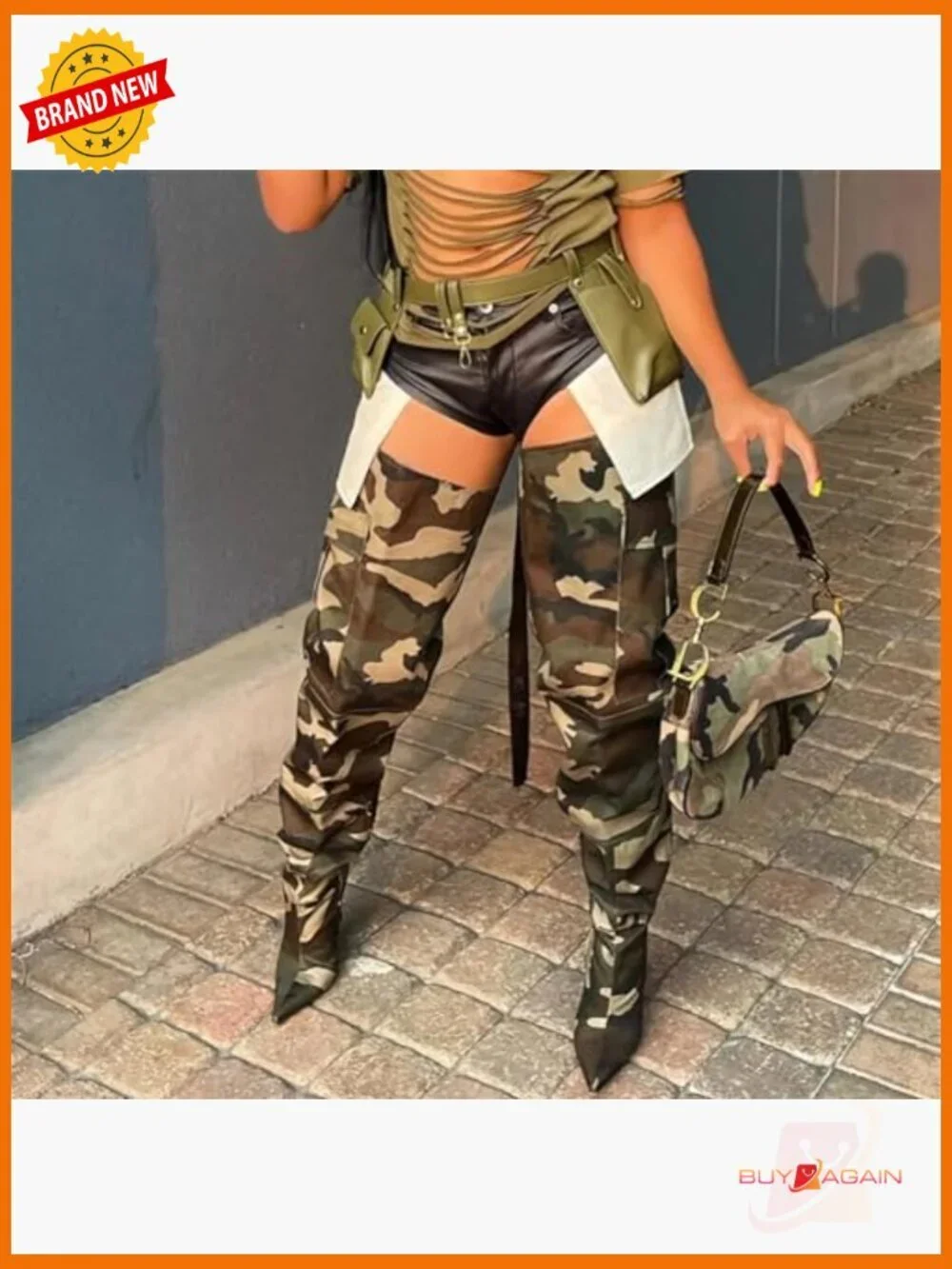 Thigh High Boots with 3.9 Inch Heel, Synthetic Material, Side Zipper Closure